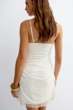 Lace detail strap dress - Weiß - Dame - Gina Tricot
