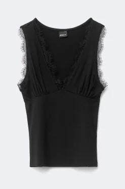 Lace detail tank - Schwarz - Dame - Gina Tricot