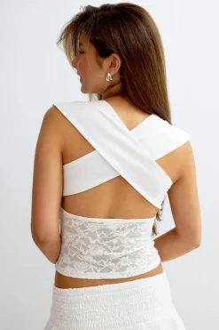 14+ lace detail top - Weiß - Gina Tricot