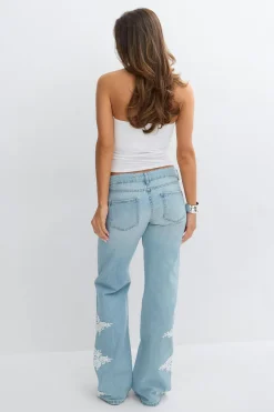 14+ lace edge jeans - Blau - Gina Tricot