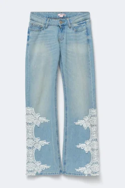 14+ lace edge jeans - Blau - Gina Tricot