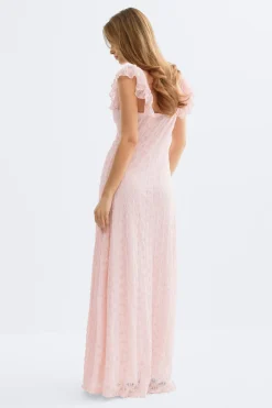 Lace frill maxi dress - Rosa - Dame - Gina Tricot