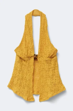 Lace halterneck top - Gelb - Dame - Gina Tricot