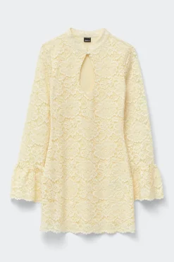 Lace keyhole mini dress - Gelb - Dame - Gina Tricot