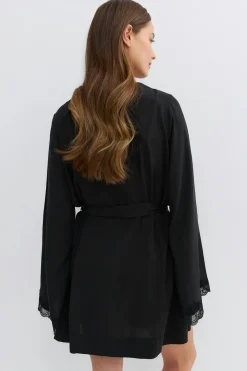 Lace loungewear robe - Schwarz - Dame - Gina Tricot