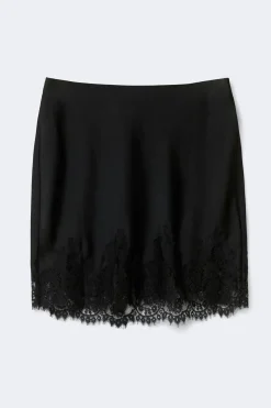 Lace satin mini skirt - Schwarz - Dame - Gina Tricot