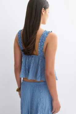 Lace singlet - Blau - Dame - Gina Tricot