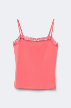 14+ lace singlet - Orange - Gina Tricot