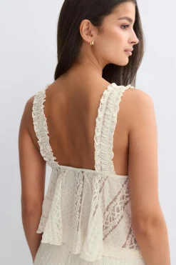 Lace singlet - Weiß - Dame - Gina Tricot