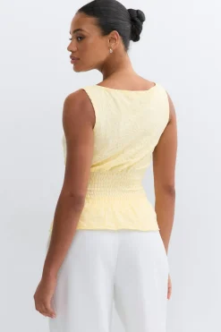 Lace smock top - Gelb - Dame - Gina Tricot