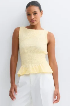 Lace smock top - Gelb - Dame - Gina Tricot