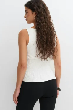 Lace smock top - Weiß - Dame - Gina Tricot