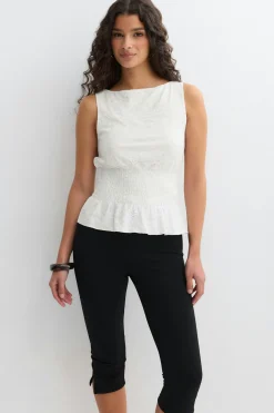 Lace smock top - Weiß - Dame - Gina Tricot