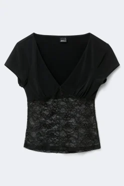 Lace top - Schwarz - Dame - Gina Tricot