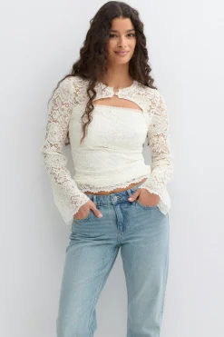 Lace top - Weiß - Dame - Gina Tricot