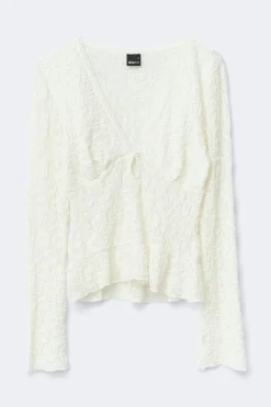 Lace v-neck top - Weiß - Dame - Gina Tricot