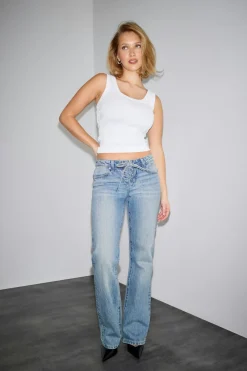 Lacing jeans - Blau - Dame - Gina Tricot