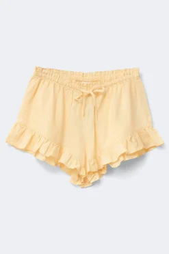 Linen blend frill shorts - Gelb - Dame - Gina Tricot