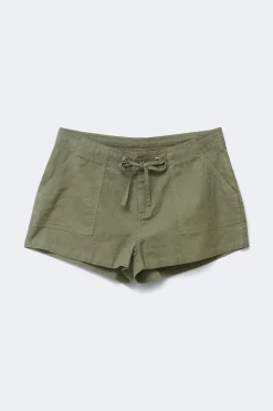Linen blend mini cargo shorts - Grün - Dame - Gina Tricot
