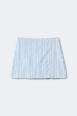 Linen blend mini skirt - Blau - Dame - Gina Tricot
