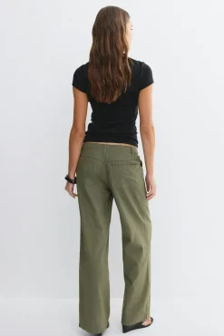 Linen blend trousers - Grün - Dame - Gina Tricot