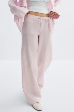 Linen blend trousers - Rosa - Dame - Gina Tricot