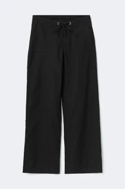 Linen blend trousers - Schwarz - Dame - Gina Tricot