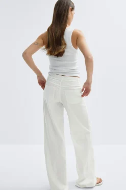 Linen blend trousers - Weiß - Dame - Gina Tricot