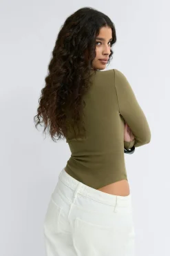 Long sleeve body - Grün - Dame - Gina Tricot