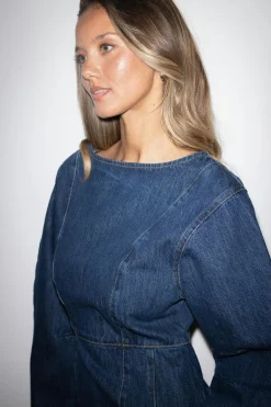 Longsleeve denim dress - Blau - Dame - Gina Tricot