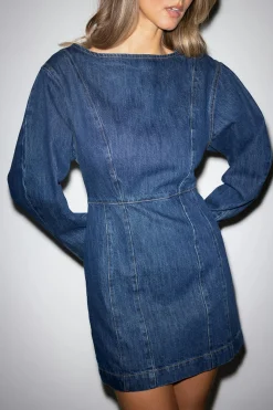 Longsleeve denim dress - Blau - Dame - Gina Tricot