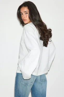 Loose fit long sleeve tee - Weiß - Dame - Gina Tricot
