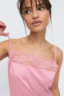 Loungewear satin lace dress - Rosa - Dame - Gina Tricot