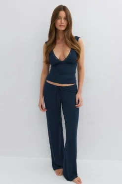 Low waist loungewear trousers - Blau - Dame - Gina Tricot