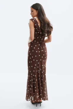 Maxi frill dress - Braun - Dame - Gina Tricot