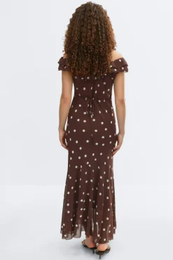 Maxi frill dress - Braun - Dame - Gina Tricot