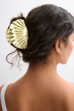 Metal seashell hair clip - Gold - Dame - Gina Tricot