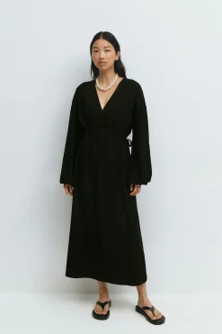 Midi wrap dress - Schwarz - Dame - Gina Tricot