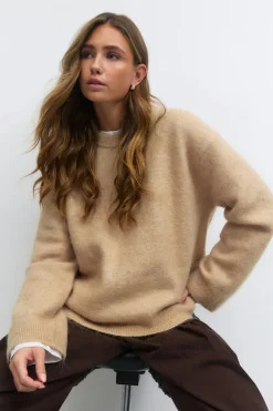 Mohair knitted sweater - Beige - Dame - Gina Tricot