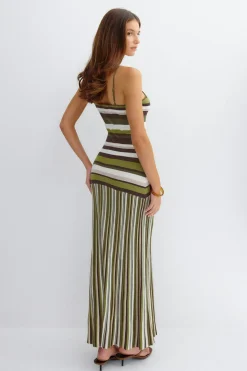 Multistripe knitted dress - Grün - Dame - Gina Tricot