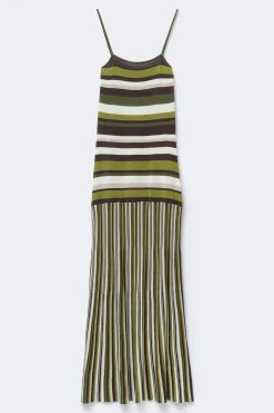 Multistripe knitted dress - Grün - Dame - Gina Tricot