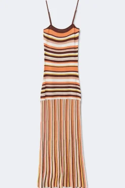 Multistripe knitted dress - Weiß - Dame - Gina Tricot