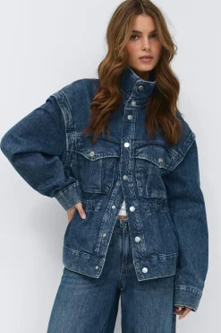 Office cargo denim jacket - Blau - Dame - Gina Tricot