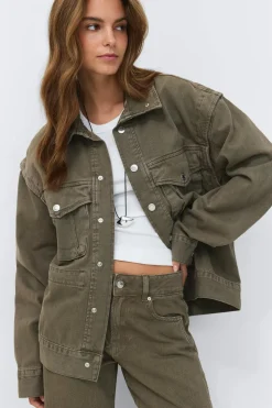 Office cargo denim jacket - Grün - Dame - Gina Tricot