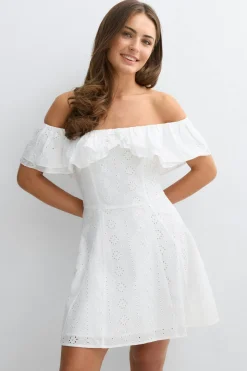 14+ off shoulder dress - Weiß - Gina Tricot
