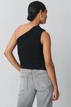 One shoulder drapy top - Schwarz - Dame - Gina Tricot