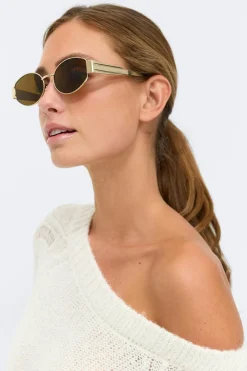 Oval metal frame sunglasses - Braun - Dame - Gina Tricot