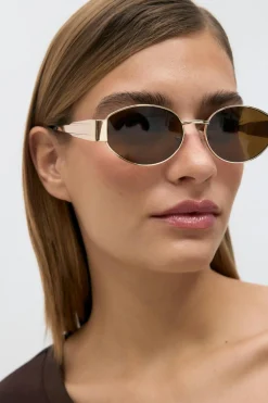 Oval metal frame sunglasses - Braun - Dame - Gina Tricot