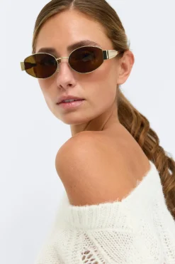 Oval metal frame sunglasses - Braun - Dame - Gina Tricot