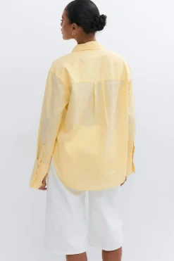 Oversized linen blend shirt - Gelb - Dame - Gina Tricot